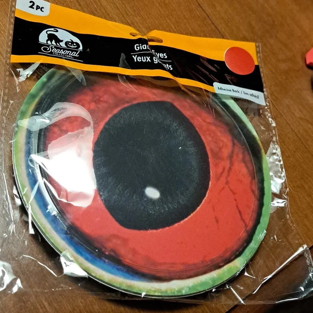 Seasonal Giant Red Eyes,set 2 adhesive Back